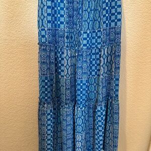 Blue Patterned Maxi Skirt